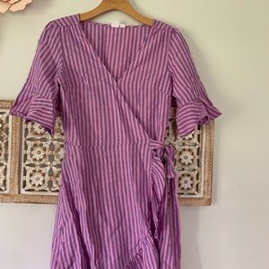 MOVED 〰️ Linen Blend Ruffle Wrap Dress